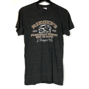 Charlie Hustle Gray Rieger's Whiskey Kansas City Graphic T-Shirt Adult Size S